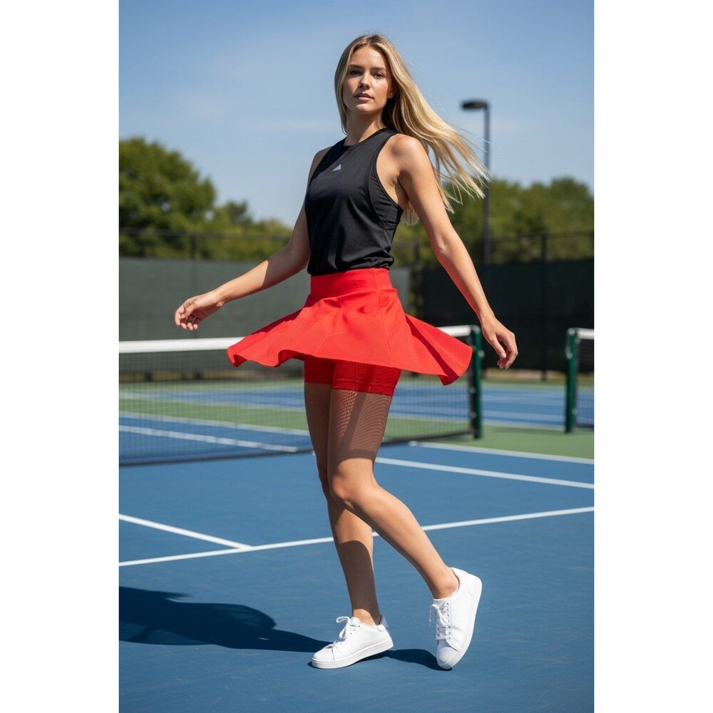 Adidas x Stella McCartney Red Tennis Skort Women Large Athleisure Sporty Luxe